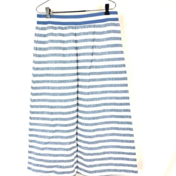 J. Jill Love Linen Blue White Stripe Button Skirt - Picture 4 of 5